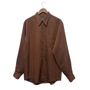 Robert‎ Barakett Men's Dress Long Sleeve Button-Up Shirt Forest Brown Size XL